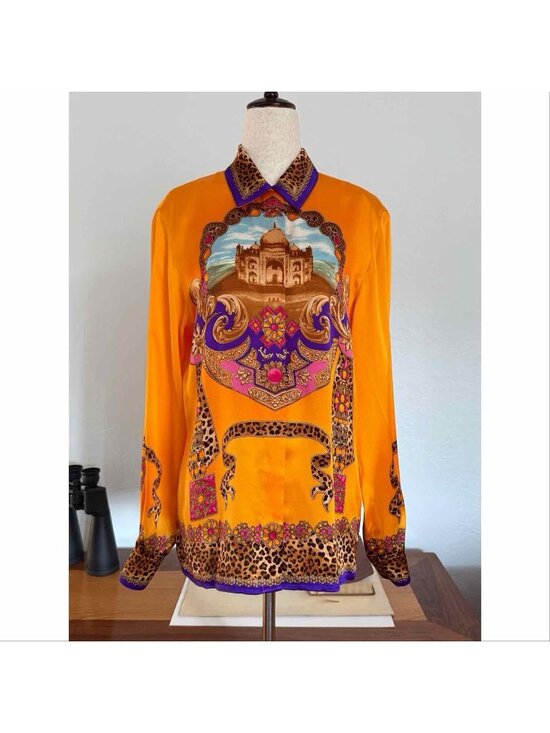 Escada Tops - Vintage Escada Silk Taj Mahal Print Blouse Shirt Maximalist Rare Size 36 NWT